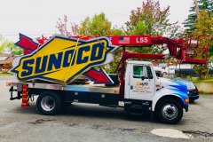 Sunoco business sign on D-Signs & Awnings truck, ready to be installed