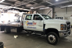 Amara Tow white truck with car wrap in Lehighton